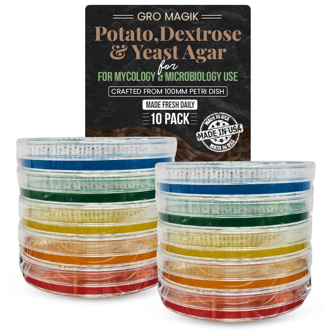 Gro Magik Pre-Poured Potato, Dextrose and Agar Plates for Mycology, 10-Packs