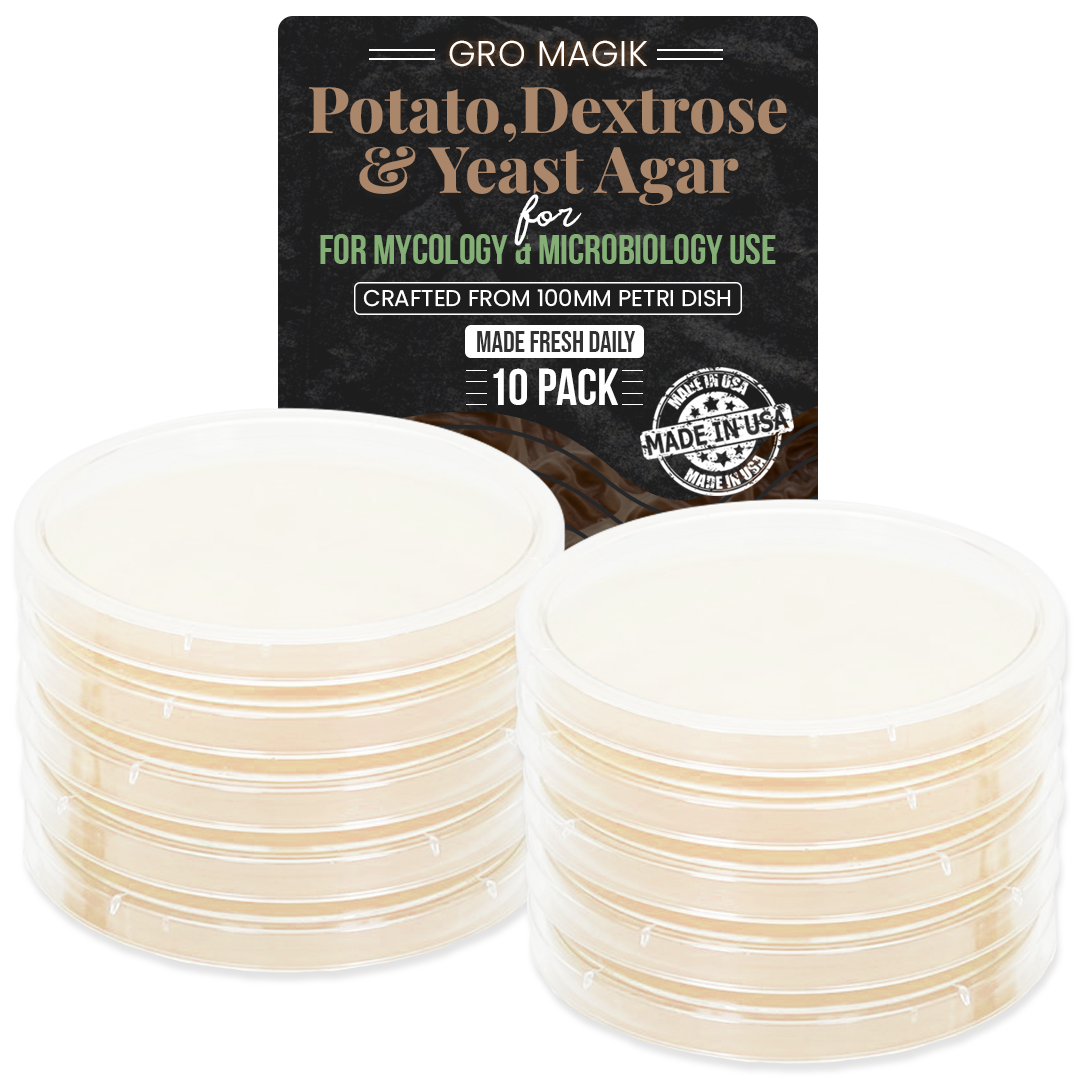 Gro Magik Pre-Poured Potato, Dextrose and Agar Plates for Mycology, 10-Packs