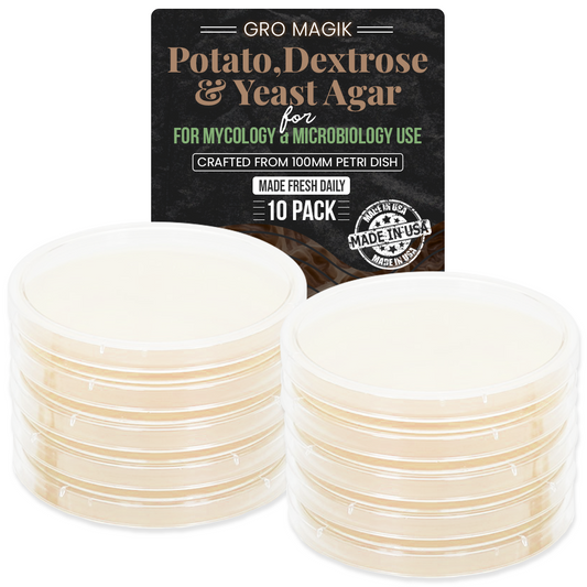 Gro Magik Pre-Poured Potato, Dextrose and Agar Plates for Mycology, 10-Packs