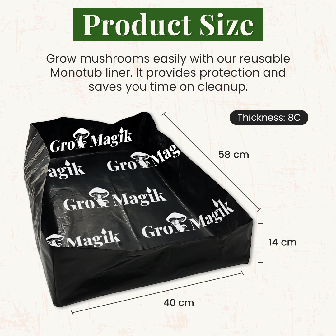 Gro Magik Pack Monotub Liners, Pre-Cut and Folded, Fits 66 - 68-Quarts Monotub, Storage Totes or Plastic Liners for Mushroom Monotub, 3 Count