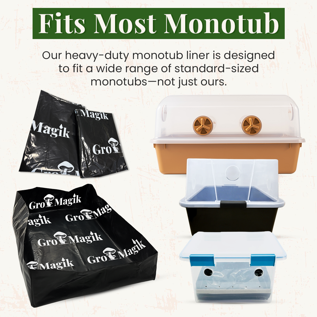 Gro Magik Pack Monotub Liners, Pre-Cut and Folded, Fits 66 - 68-Quarts Monotub, Storage Totes or Plastic Liners for Mushroom Monotub, 3 Count